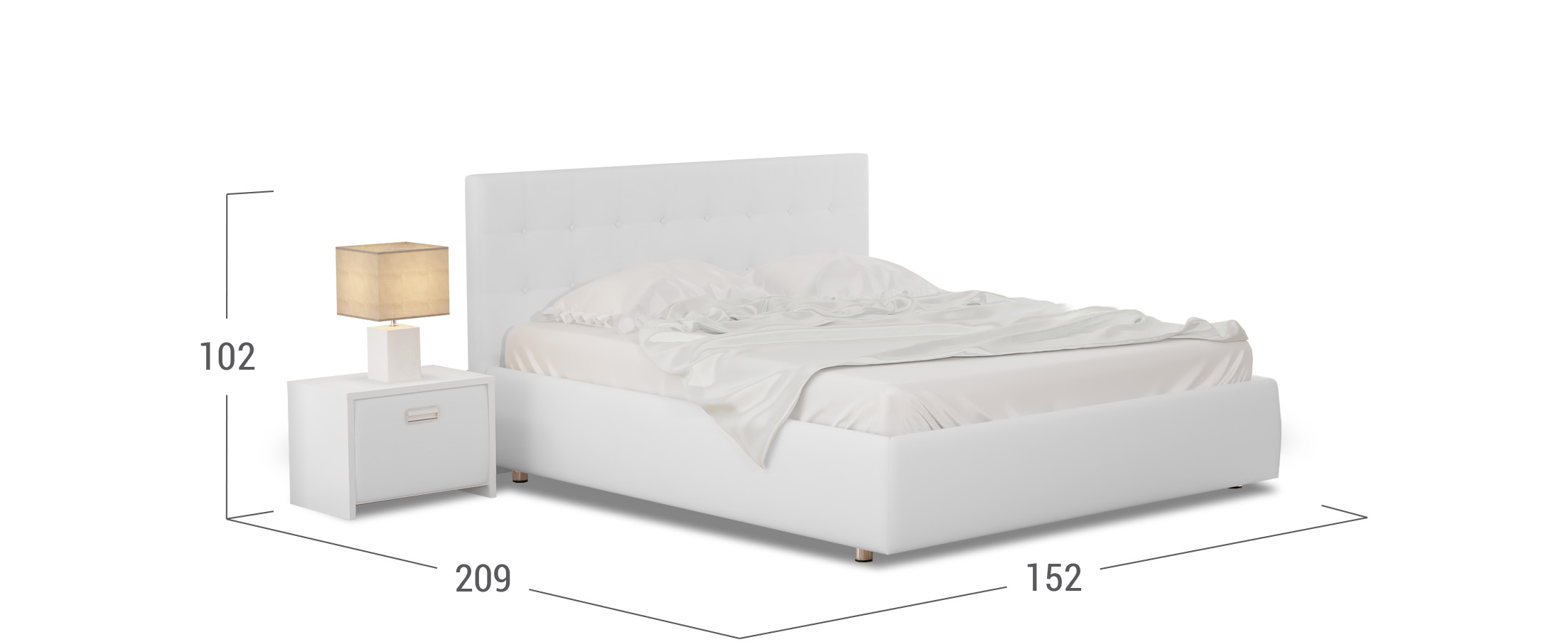 Кровать двуспальная белая с подъемным механизмом 160х200 Moon Family 1220